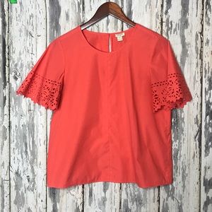 J.Crew laser cut coral top